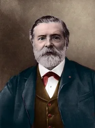 Portret van Etienne-Jules Marey (1830-1904); Engelse wetenschapper en chronofotograaf; uitvinder van de sfigmograaf en een pionier van fotografie en cinema. Foto door Nadar, Paul (1856-1939). Digitale inkleuring.