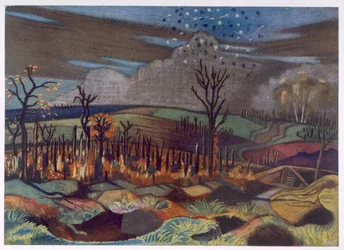 Luchtgevecht bij Wytschaete, uit British Artists at the Front, Continuation of The Western Front, Part Three, Paul Nash