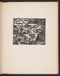 Tuinvijver, illustratie uit "Plaatsen. 7 prenten gereproduceerd van houtblokken ontworpen en gegraveerd door Paul Nash, met illustraties in proza". Londen, William Heinemann