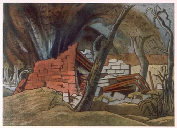 Exploderende granaat, uit Britse kunstenaars aan het front, Vervolg van het Westelijk Front, Deel Drie, Paul Nash