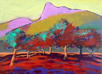 Olijfgele lucht, 2024 (acryl op board)