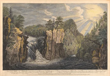 Gezicht op de watervallen van de Passaic, of Second River, in de provincie New Jersey