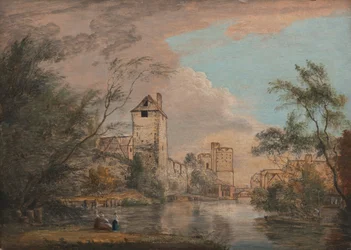 Een onvoltooide weergave van de West Gate, Canterbury