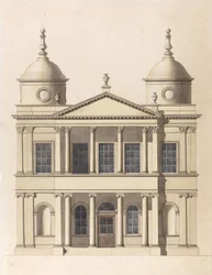 Ontwerp voor een kerk. Opstand van de westgevel