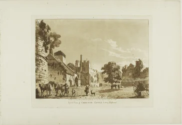 Binnenaanzicht van Chepstow Castle kijkend naar het oosten, plaat vijf uit Twelve Views in Wales