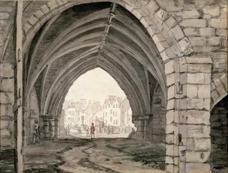 Deel van Holyrood Abdij met uitzicht op de Canongate