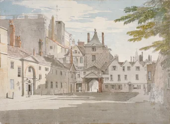 Scotland Yard met een deel van het Bankethuis, Whitehall, Westminster, Londen, c1776
