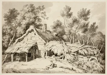 Huisje met rieten dak