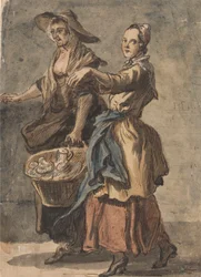 Twee vrouwen met een mand