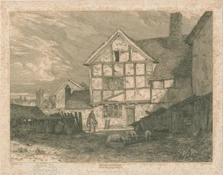 Wolverhampton - Ruïnes van een vakwerkhuis: staalgravure, nd [ca. 1815]