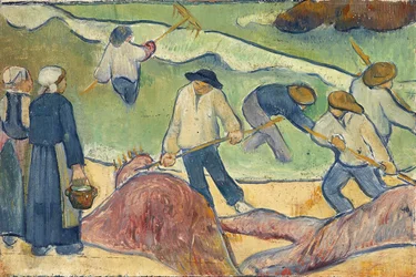 Klein landschap met tang-vissers