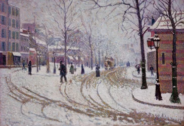 Sneeuw – De Boulevard de Clichy in Parijs