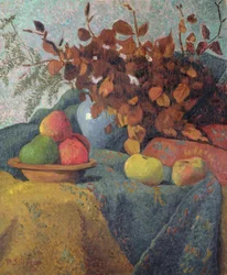 Stilleven van appels en herfstbladeren, 1910