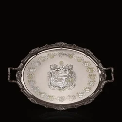 George III theeblad met heraldische gravure