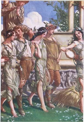 Juno, Ceres en het Masque van de nimfen en Maaier, illustratie uit De Storm, 1908