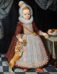 Portret van een Kind met een Rammelaar