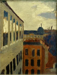 Uitzicht vanuit het atelierraam van de kunstenares in Parijs