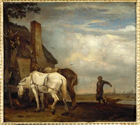 Twee werkpaarden voor een boerderij ...