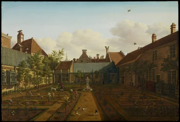 Gezicht op een stadstuin in Den Haag, 1775