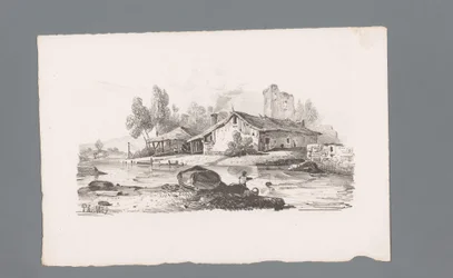 Gezicht op een huis gelegen aan een rivier