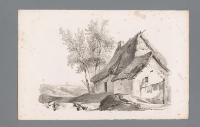 Landschap met landweg en huis