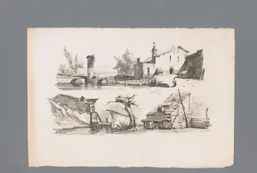 Twee gezichten op huizen (Beginselen van landschappen)