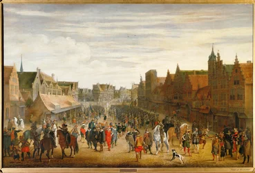 De ontbinding van de stadsmilitie door prins Maurits van Nassau in Utrecht, Nederland