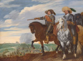 Frederik Hendrik en Ernst Casimir van Nassau-Dietz bij het beleg van 