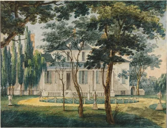 Een buitenverblijf, mogelijk het buitenhuis van generaal Moreau in Morrisville, Pennsylvania
