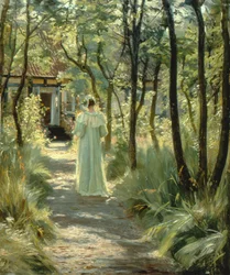Marie in de tuin
