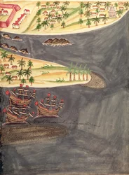 Verkenningskaart van Surat, in het Gujarat-district van India, illustratie uit 