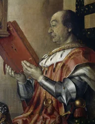 Portret van Federico da Montefeltro (1422-1482) met zijn zoon Guidobaldo da Montefeltro (1472-1508)