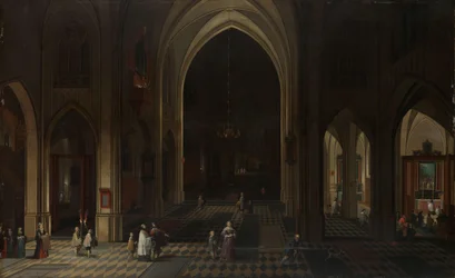 Interieur van een Gotische Kerk 