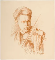 Heikki spelend (de broer van de kunstenaar)