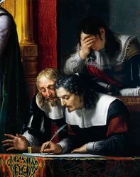 Gustaaf II Adolf Vasa legt eed van trouw af aan zijn dochter Cristina, detail, door Pelagius Pelagi (1775-1860)