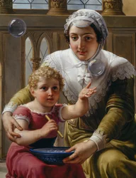 Vrouw met kind en zeepbellen (detail)