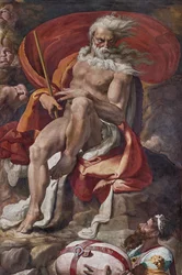 Aeolus geeft Odysseus de zak met alle winden, detail uit de Kamer van Polyphemus