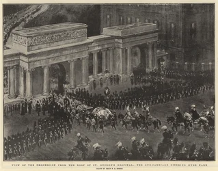 Uitzicht op de Processie vanaf het Dak van het St George