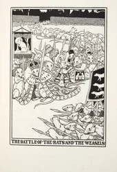 De Slag van de Ratten en de Wezels, uit Fontaine Fabels, uitgegeven 1905