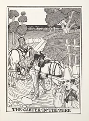 De voerman in de modder, uit Fontaine Fabels, pub. 1905