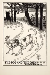 De hond en de haan op reis, uit Honderd fabels van Aesopus, gepubliceerd in 1903