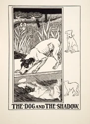 De hond en de schaduw, uit Honderd fabels van Aesopus, gepubliceerd in 1903