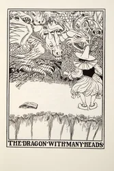 De draak met vele hoofden, uit Fontaine Fabels, pub. 1905