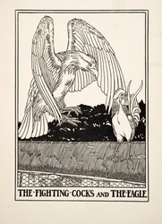 De vechtende hanen en de adelaar, uit Honderd fabels van Aesopus, gepubliceerd in 1903