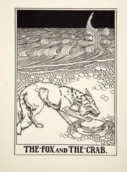 De Vos en de Krab, uit Honderd Fabels van Aesopus, uitgegeven 1903 (gravure)