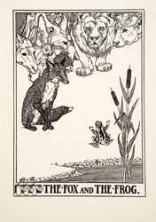 De vos en de kikker, uit A Hundred Fables of Aesop, uitgegeven 1903 (gravure)