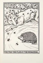 De vos, de vliegen en de egel, uit Fontaine Fabels, uitgegeven 1905