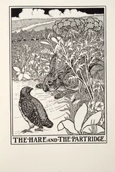 De Haas en de Patrijs, uit Fontaine Fabels, uitgegeven 1905