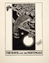 De havik en de nachtegaal, uit Honderd fabels van Aesopus, uitgegeven 1903