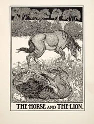 Het paard en de leeuw, uit Honderd fabels van Aesopus